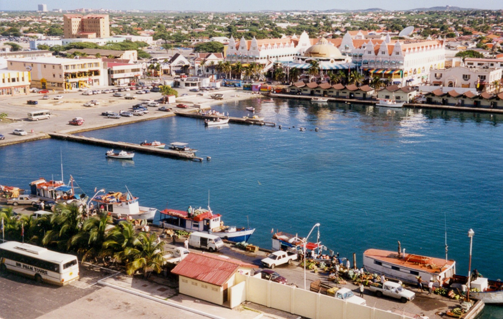 Harbor view from a cruise ship in Oranjestad, Aruba